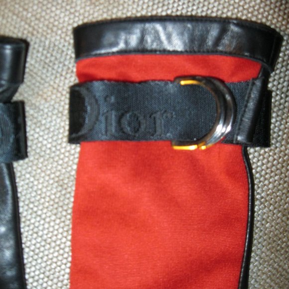 ❤️AMAZING! Gloves CHRISTIAN DIOR  Made in France Red Black LAMBSKIN /SPANDEX 6.5 - Picture 2 of 14